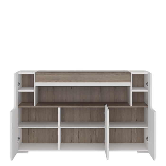 Toronto 3 Door Sideboard with open shelving (inc. Plexi Lighting)