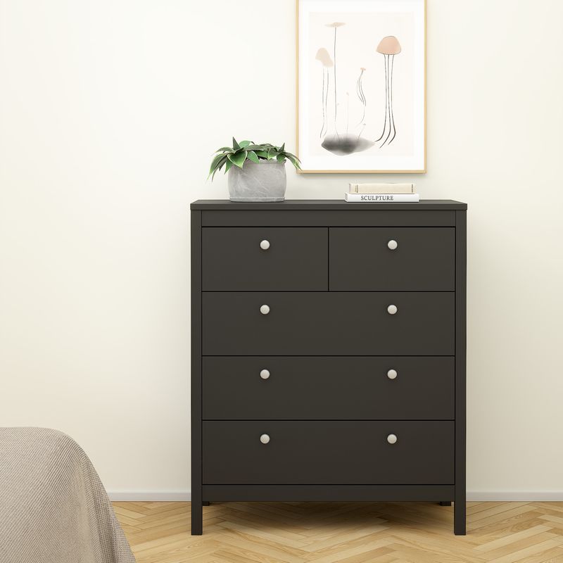 Madrid Package - Bedside Table 2 Drawers + Chest 5 Drawers + Wardrobe
