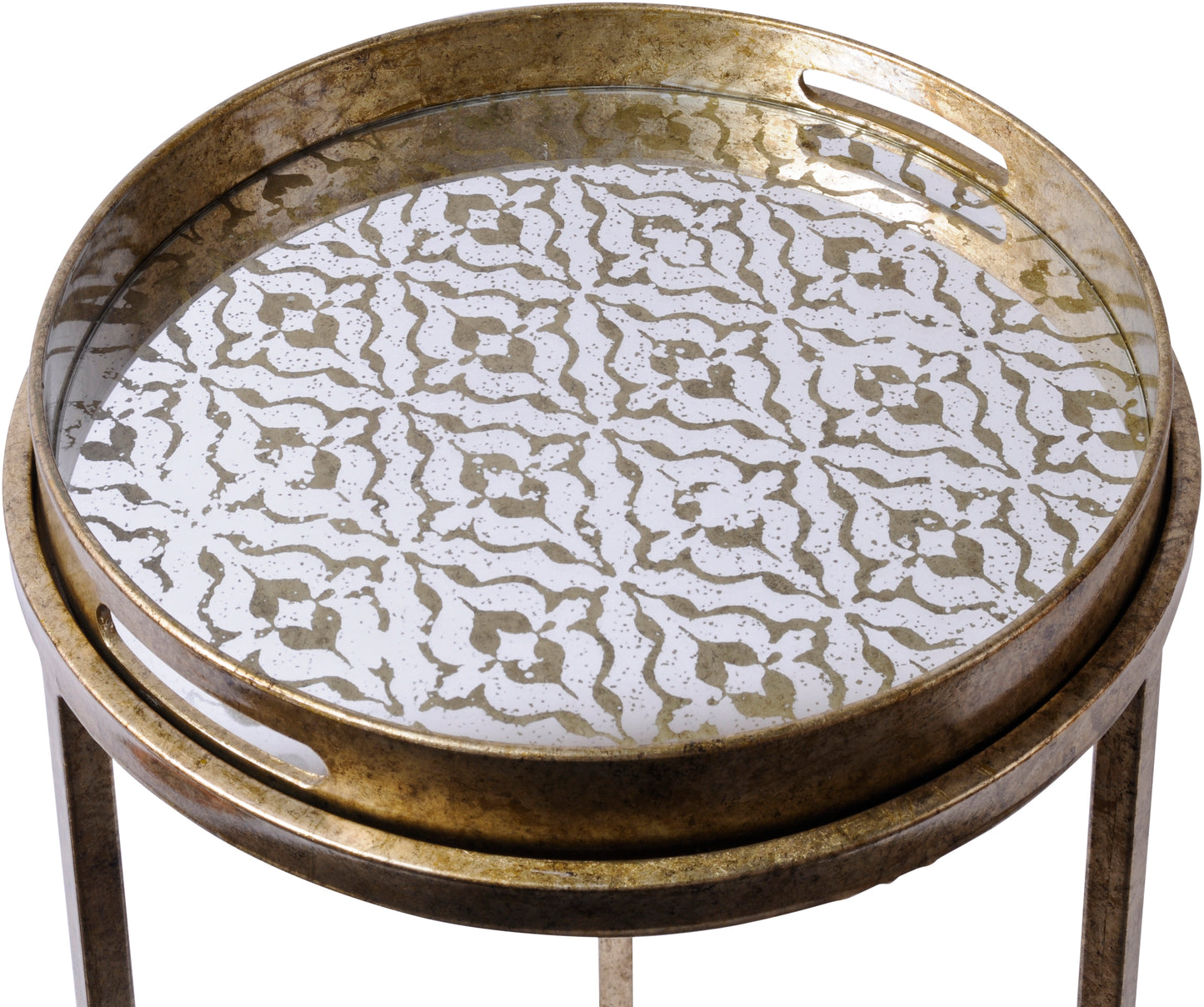 Vienna Antique Gold Diamond Set Of 2 Side Tray Tables