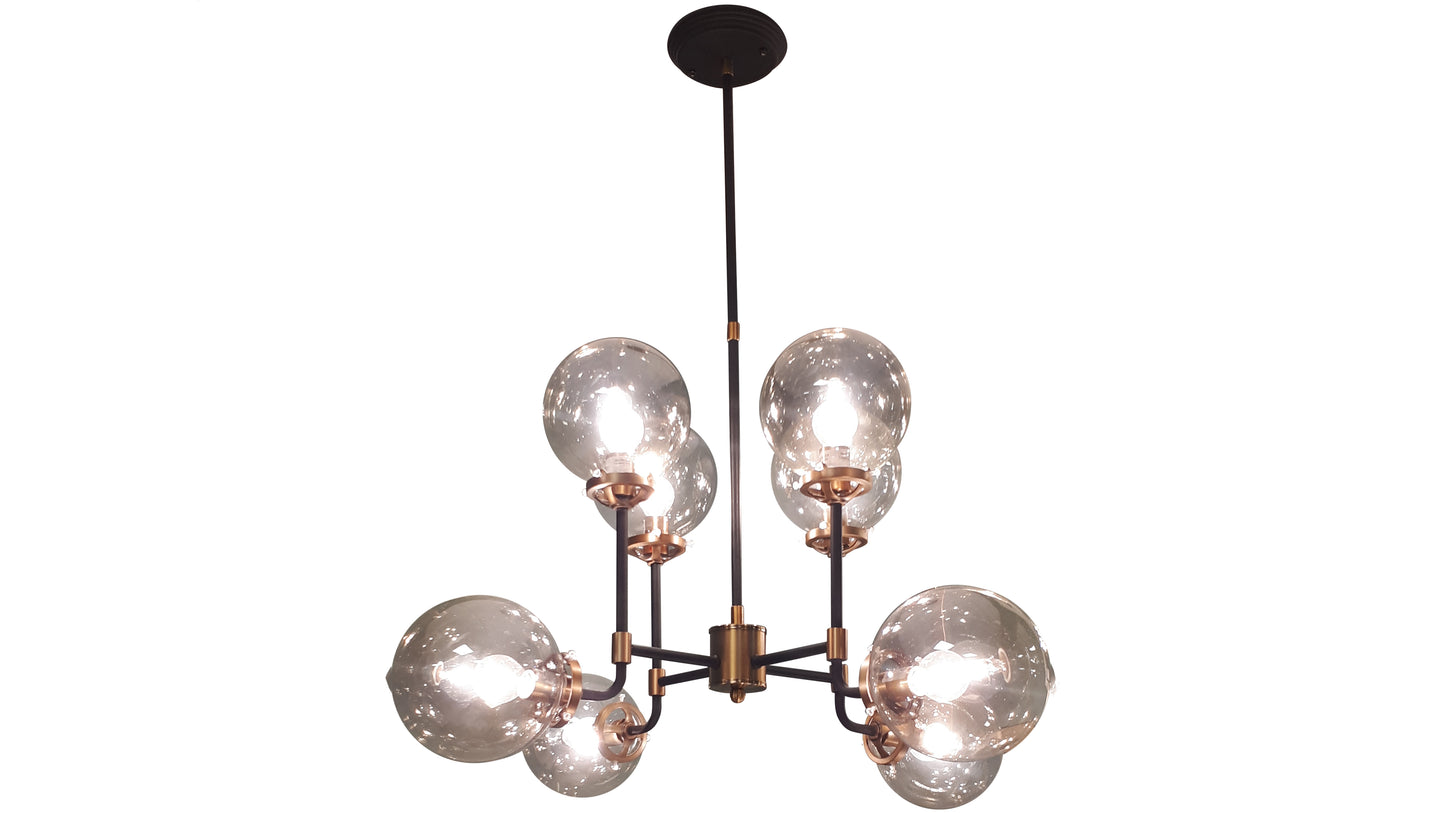 Mercer Glass Bubble Black And Brass Chandelier - E14 25W