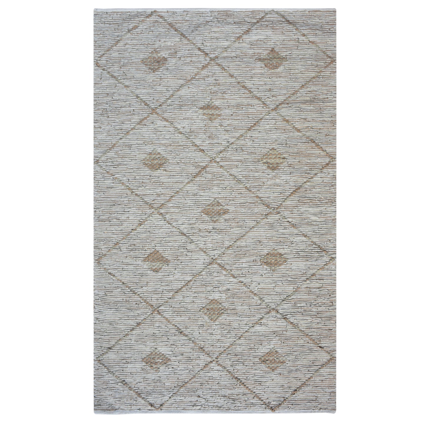 Lazio Hand Woven Beige Leather Rug