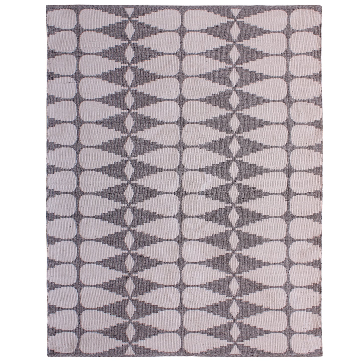 Ayudar Jacquard Woven Ivory Grey & Charcoal PET Rug