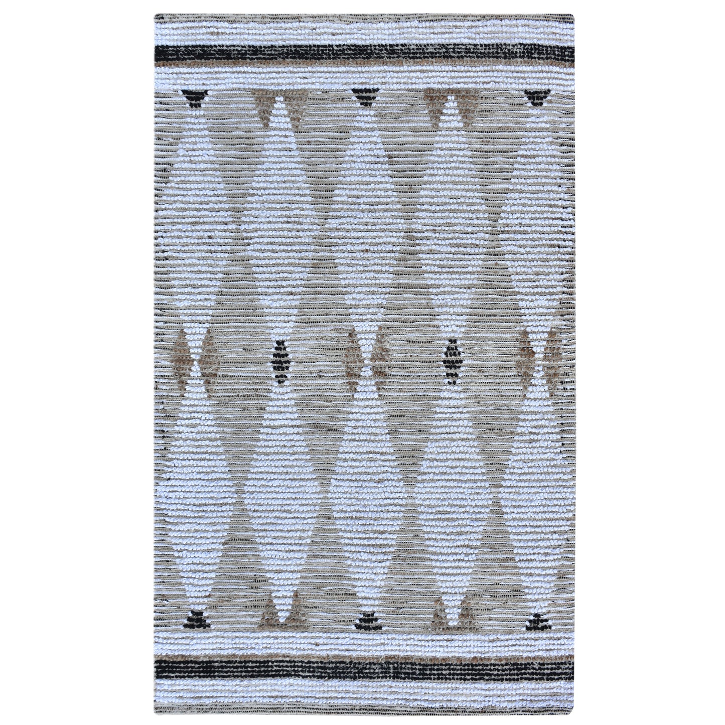 Yarkon Hand Woven Ivory & Charcoal Jute Cotton Salvage & Chindi Rug