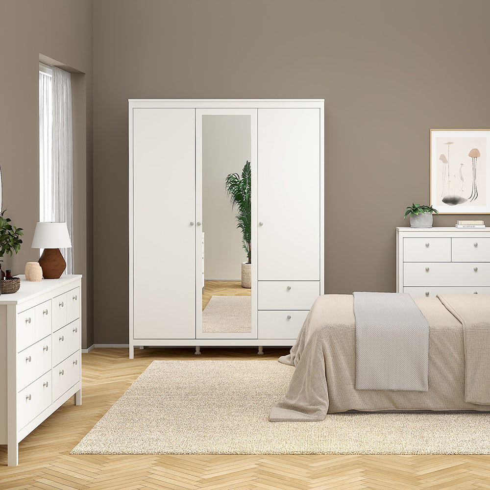 Madrid Wardrobe with 2 Doors 1 Mirror Door 2 Drawers