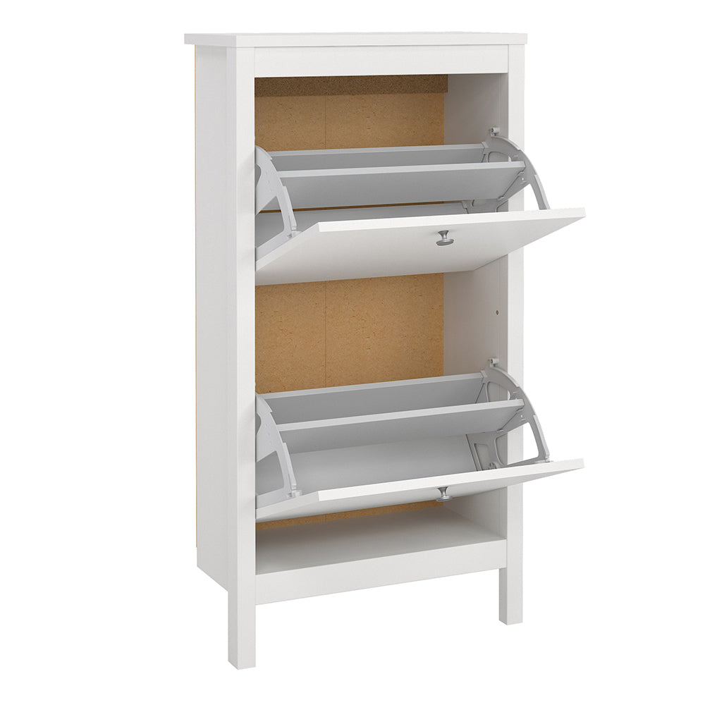 Mitra Shoe Cabinet 3 Flip Down Doors in White