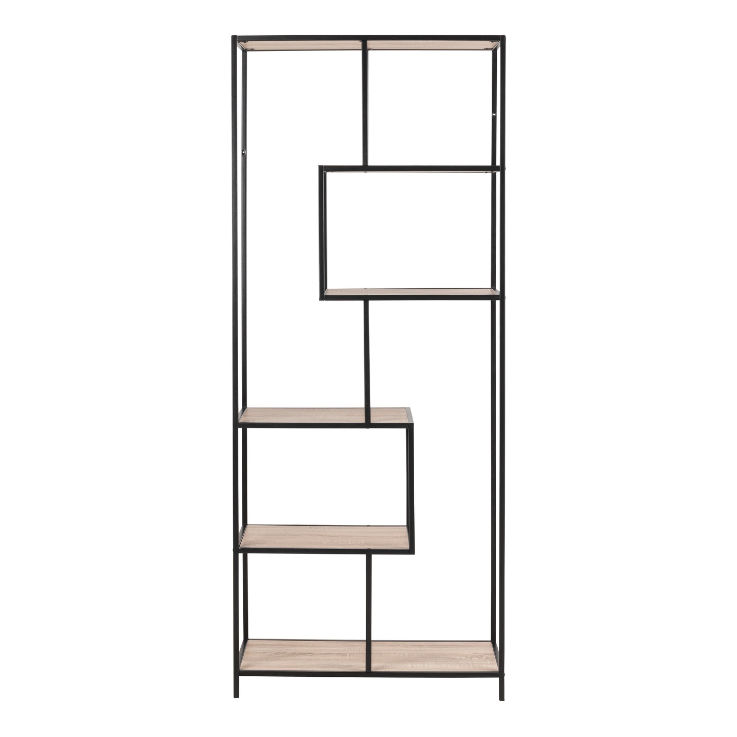 Seaford Tall Black Metal Bookcase with 5 Shelves