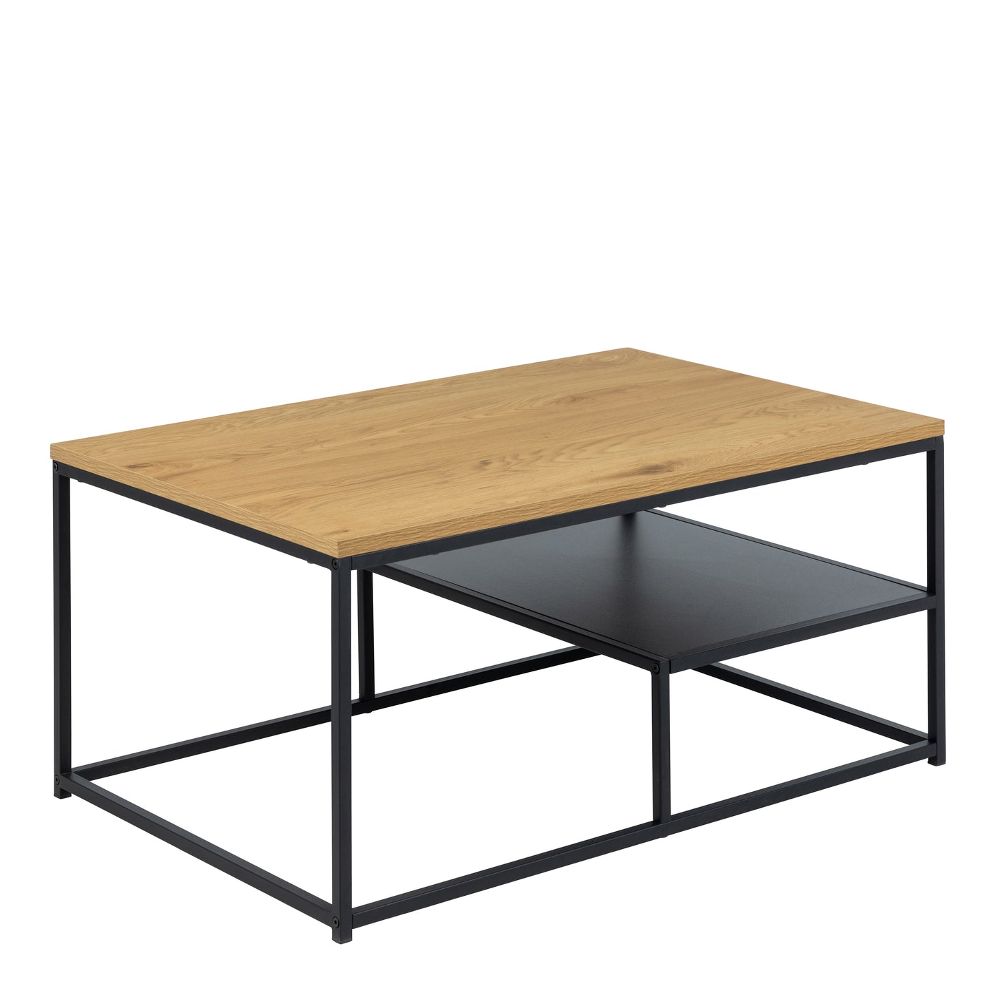 Gila Square Coffee Table with Open Shelf in Oak & Black