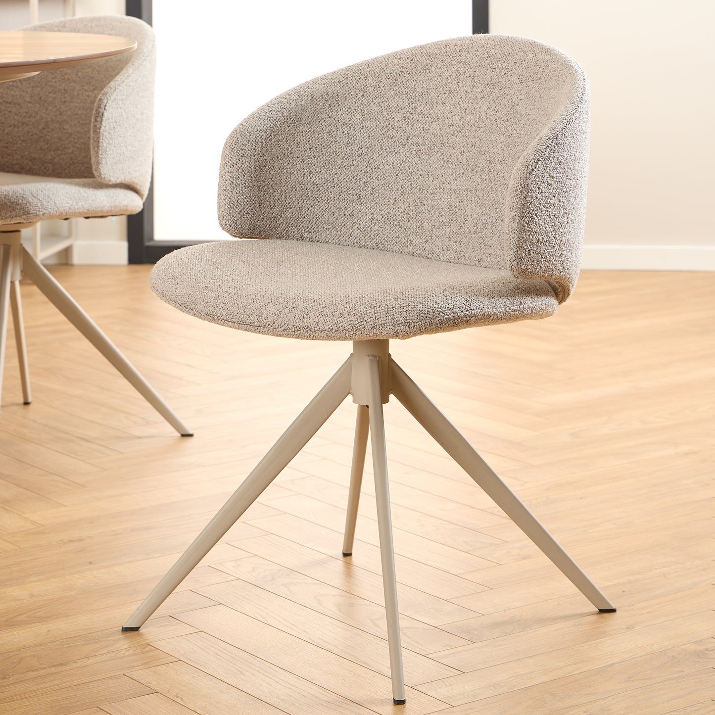 Ella Swivel Beige Dining Chair
