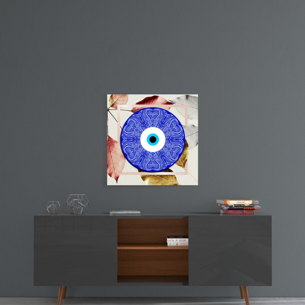 Blue Modern Evil Eye Bead Glass Wall Art
