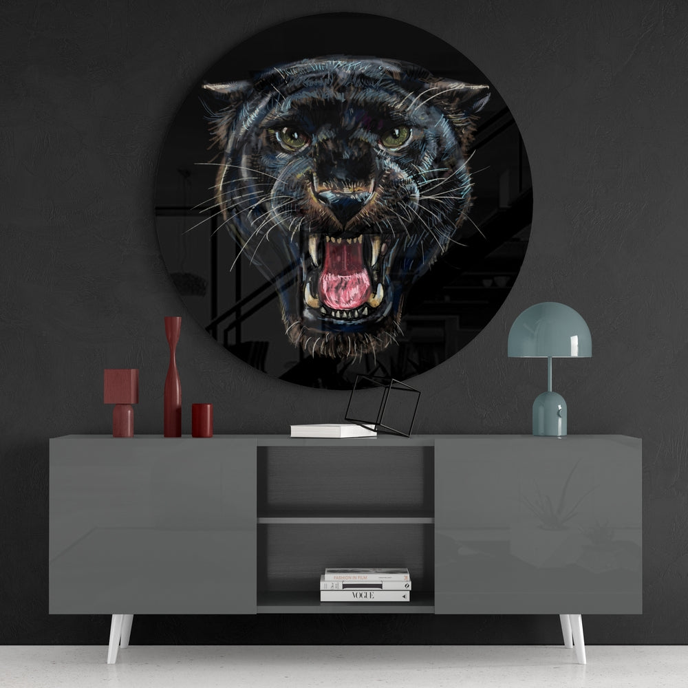 Black Panther Glass Wall Art