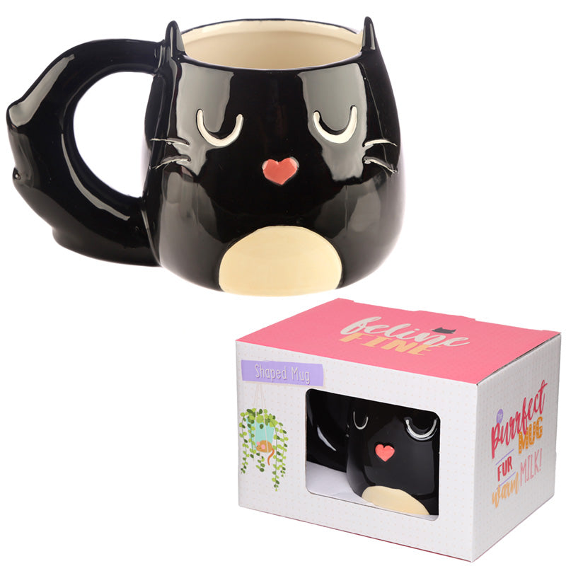 Novelty Shaped Ceramic Mug - Feline Fine Black Cat