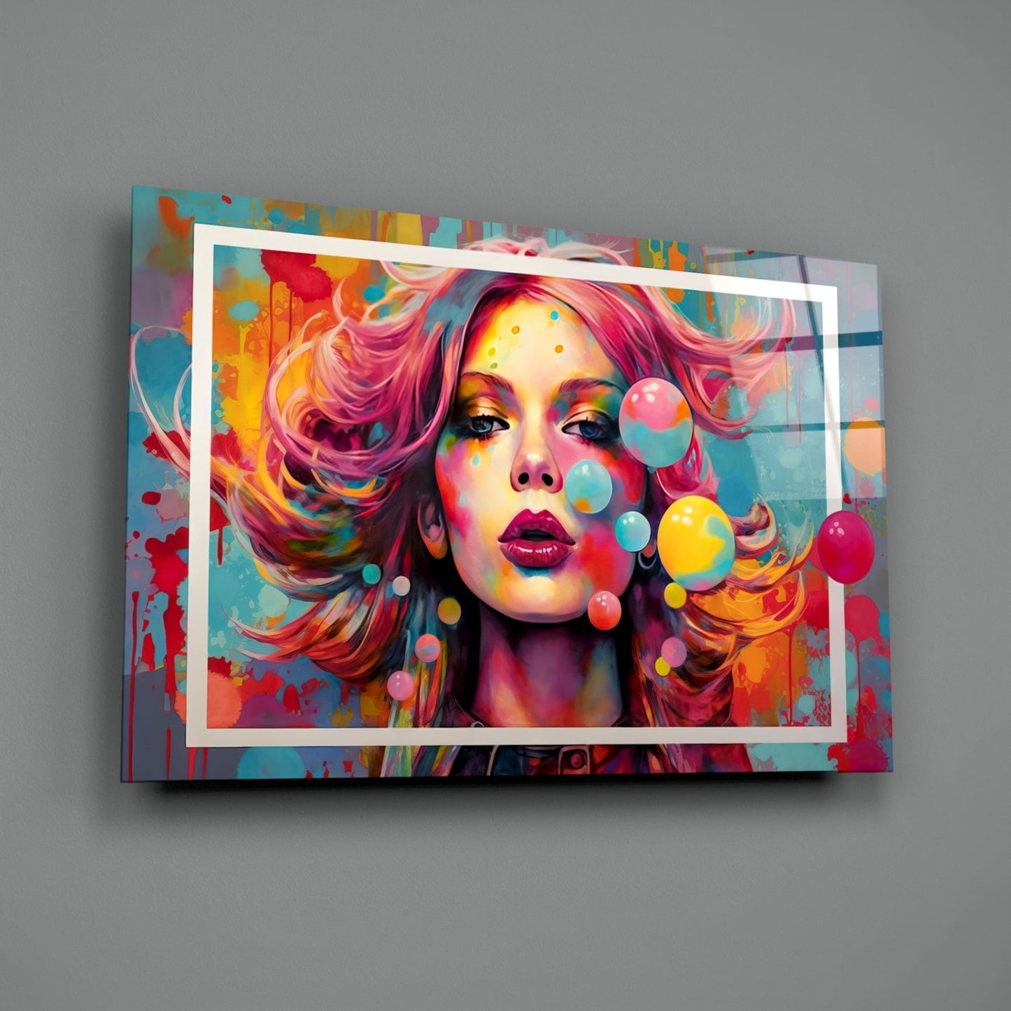 Bubbles and Kisses Glass Wall Art || Designer Collection