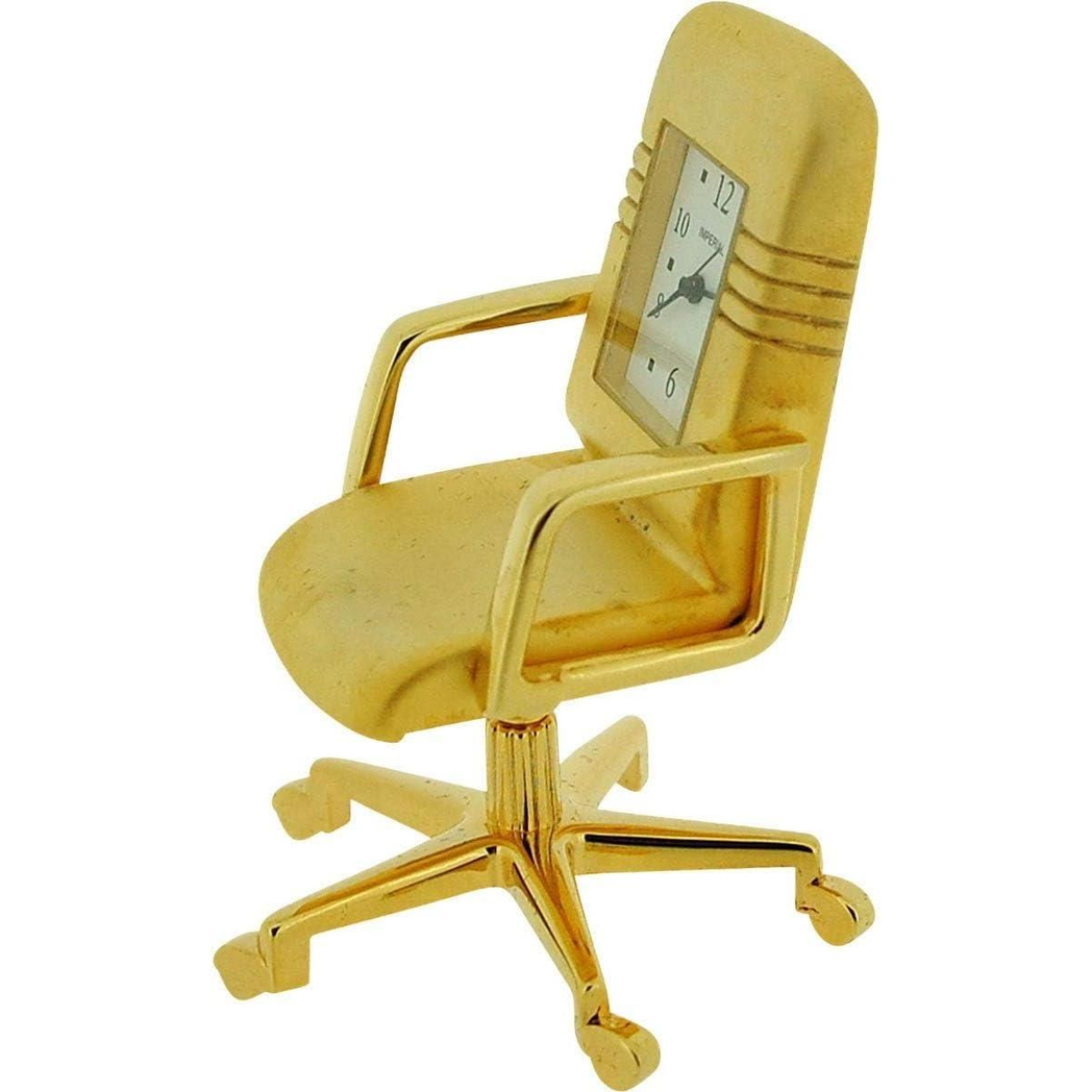 Miniature Clock Office Swivel Chair with Goldtone Plated Solid Brass IMP1047- CLEARANCE NEEDS RE-BATTERY