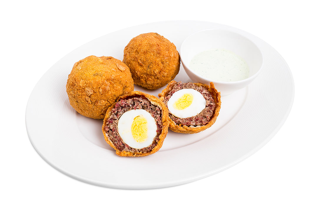 Black Pudding Scotch Eggs with Piccalilli