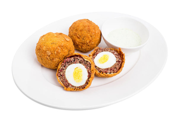 Black Pudding Scotch Eggs with Piccalilli