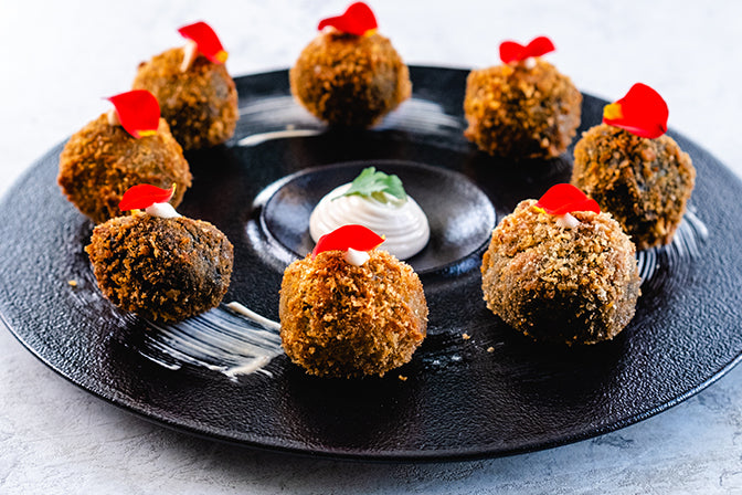 Crispy Haggis Bonbons with Whisky Sauce