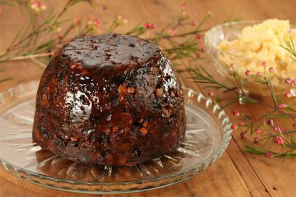 Plum Pudding with Brandy Cream