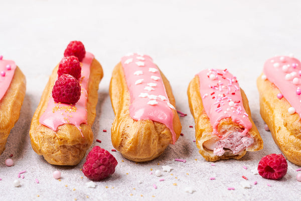 Raspberry and White Chocolate Eclairs