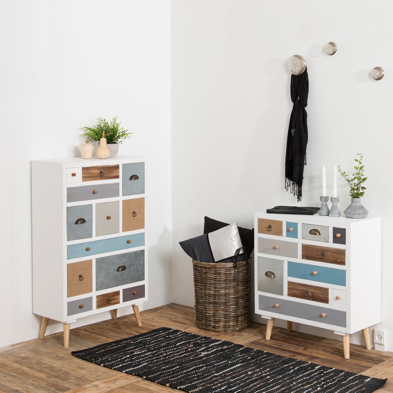 Thais White Shabby Chic Multi Coloured Chest