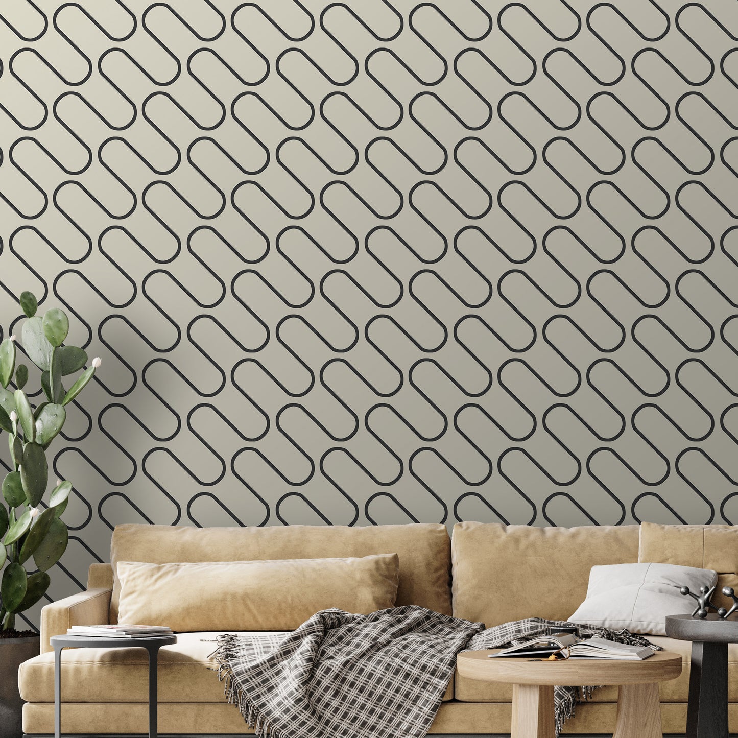 Catherine Lansfield Linear Curve Geometric Wallpaper