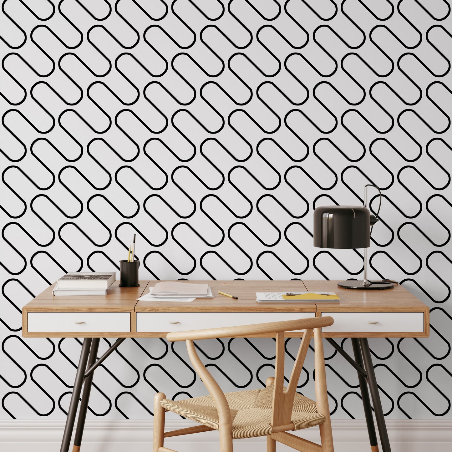 Catherine Lansfield Linear Curve Geometric Wallpaper