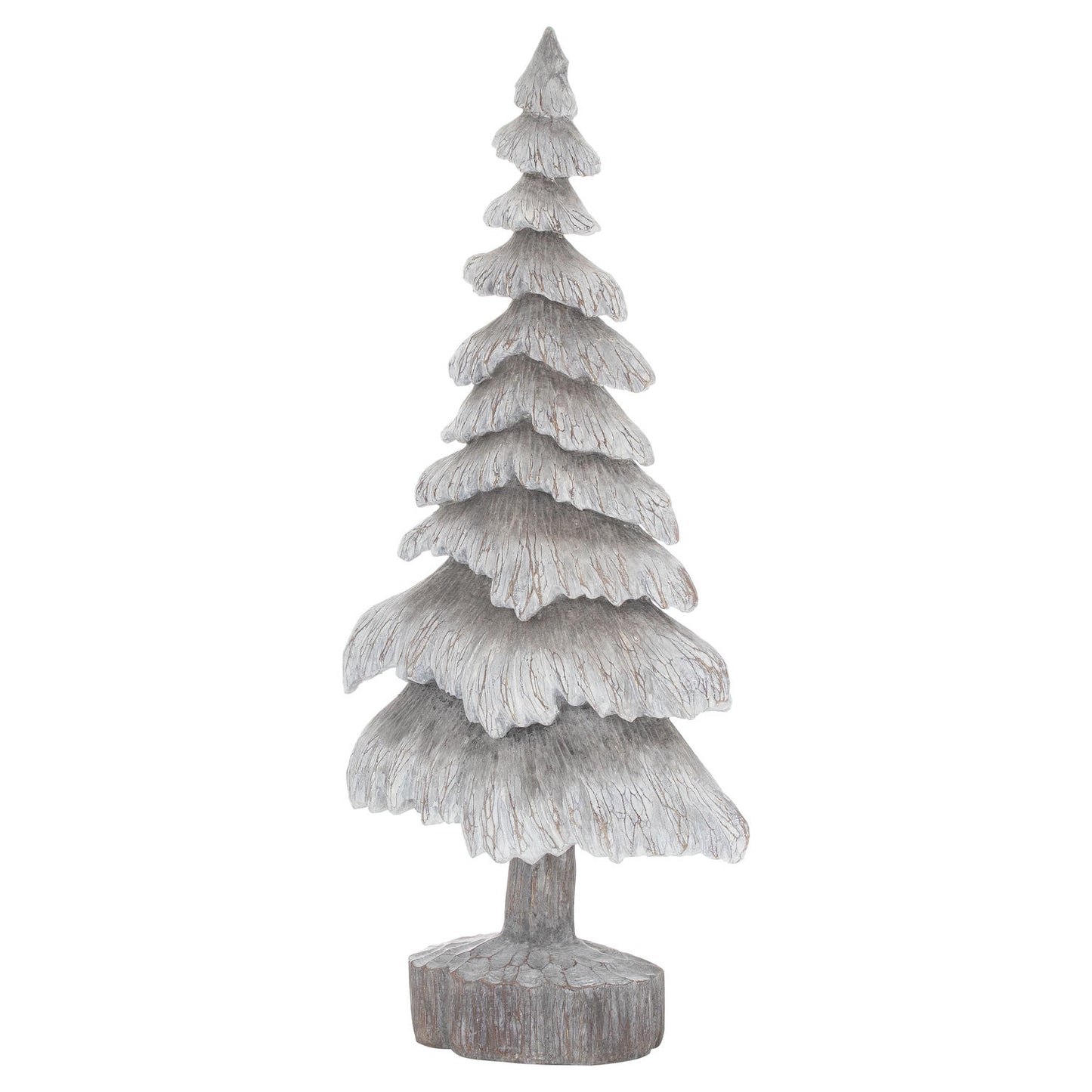 Carved Wood Effect Grey Snowy Tree