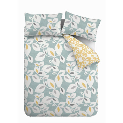 Catherine Lansfield Inga Leaf Reversible Duvet Cover Set with Pillowcases