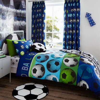 Catherine Lansfield Football Reversible Duvet Cover Set with Pillowcases