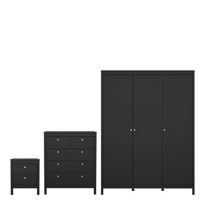Madrid Package - Bedside Table 2 Drawers + Chest 5 Drawers + Wardrobe