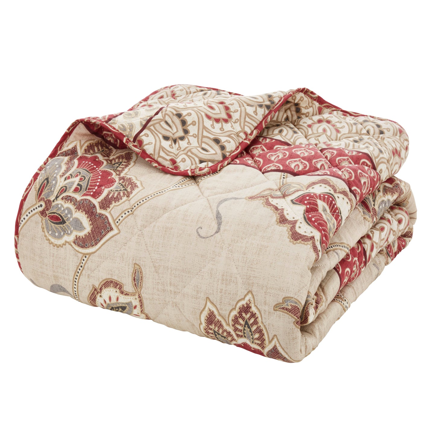 Catherine Lansfield Kashmir Paisley Floral Reversible Quilted Bedspread