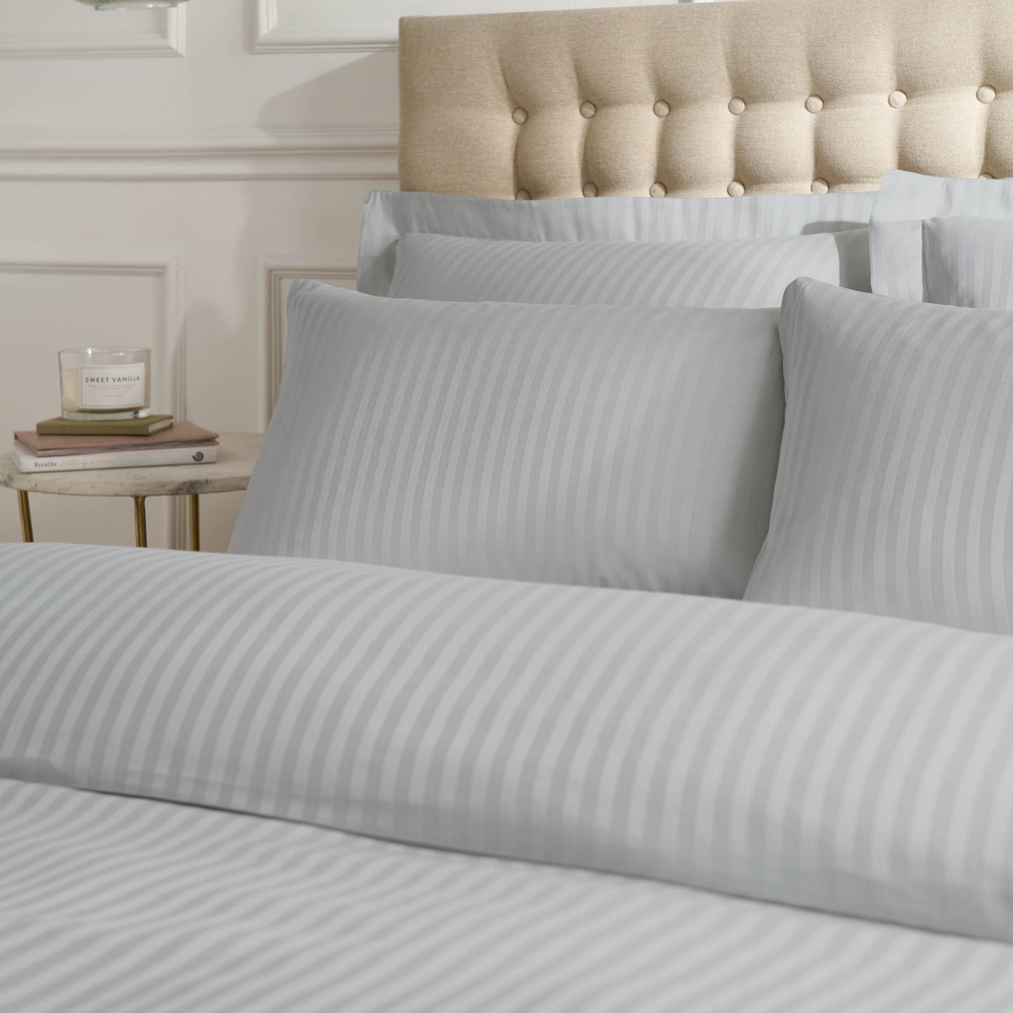 Catherine Lansfield Satin Stripe 300 Thread Count Standard Pillowcase