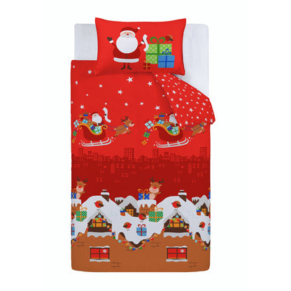 Catherine Lansfield Santa's Christmas Presents Reversible Duvet Cover Set with Pillowcases