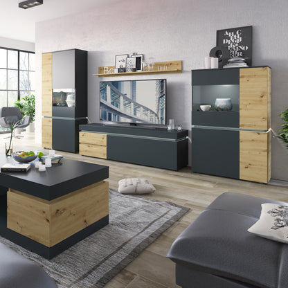 Luci 4 Door Wardrobe (including LED lighting) in Platinum and Oak