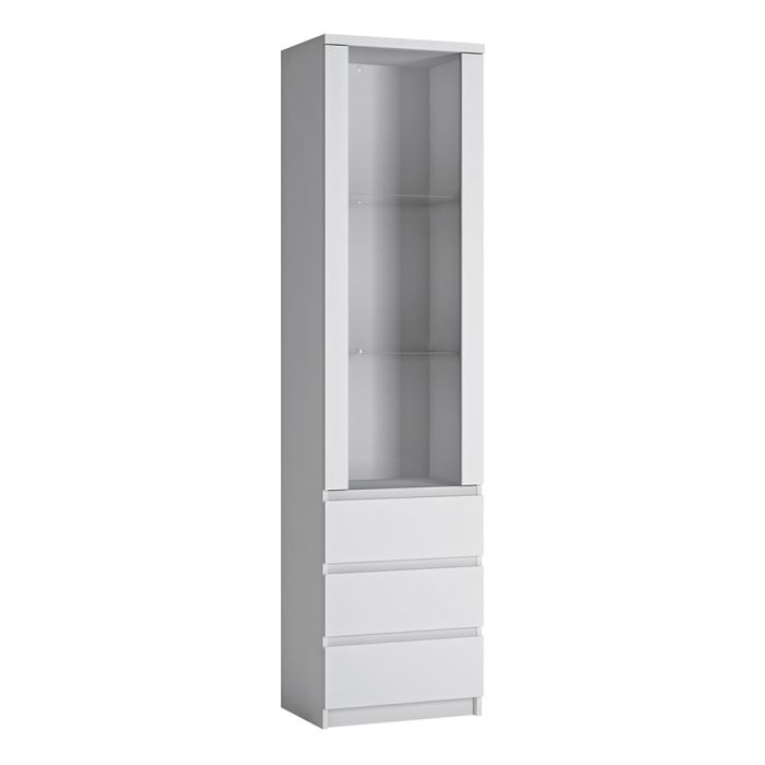 Fribo Tall Narrow 1 Door 3 Drawer Glazed Display Cabinet