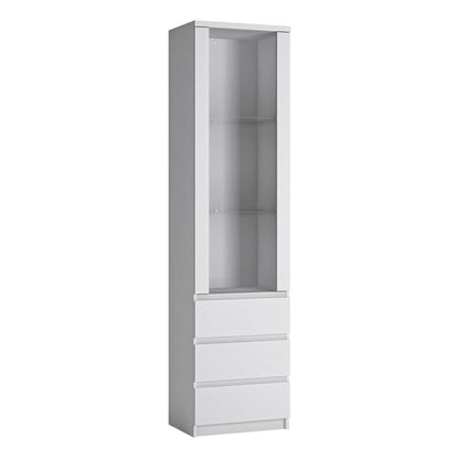 Fribo Tall Narrow 1 Door 3 Drawer Glazed Display Cabinet