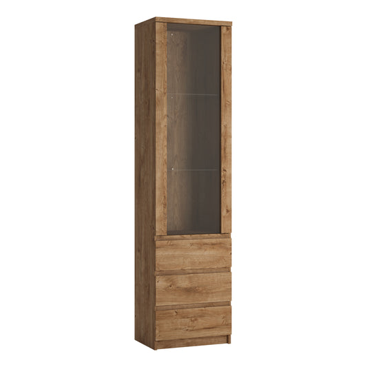 Fribo Tall Narrow 1 Door 3 Drawer Glazed Display Cabinet