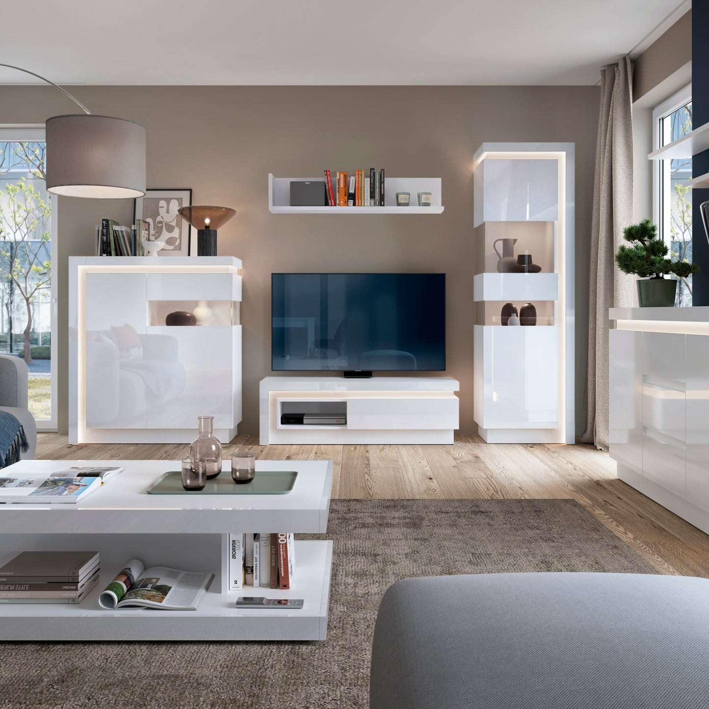 Lyon Tall Narrow Display Cabinet (LHD) (including LED lighting)