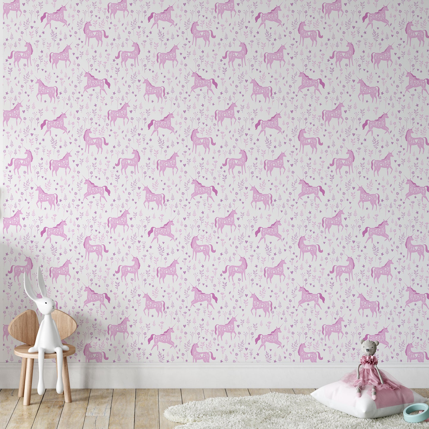 Catherine Lansfield Folk Unicorn Wallpaper