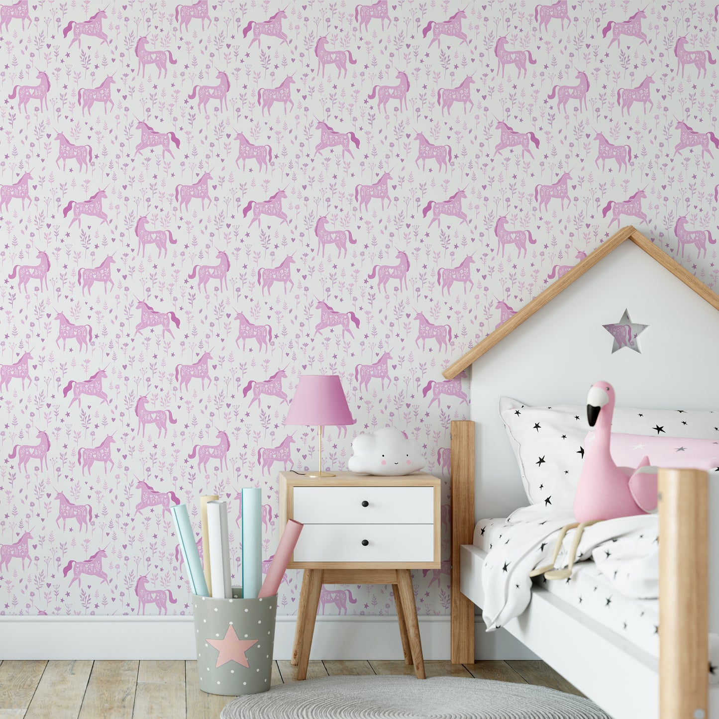 Catherine Lansfield Folk Unicorn Wallpaper