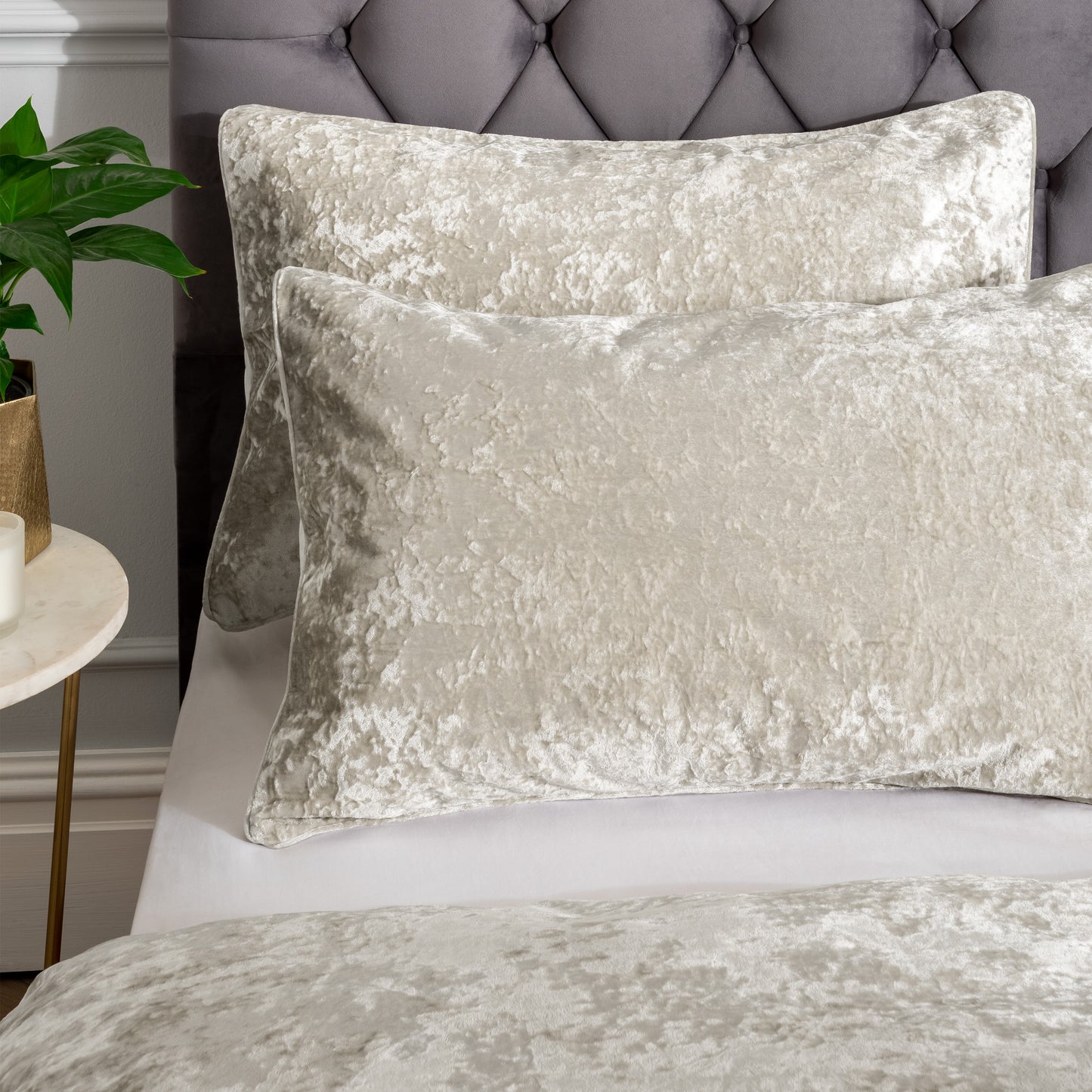 Catherine Lansfield Crushed Velvet Duvet Cover Set with Pillowcases