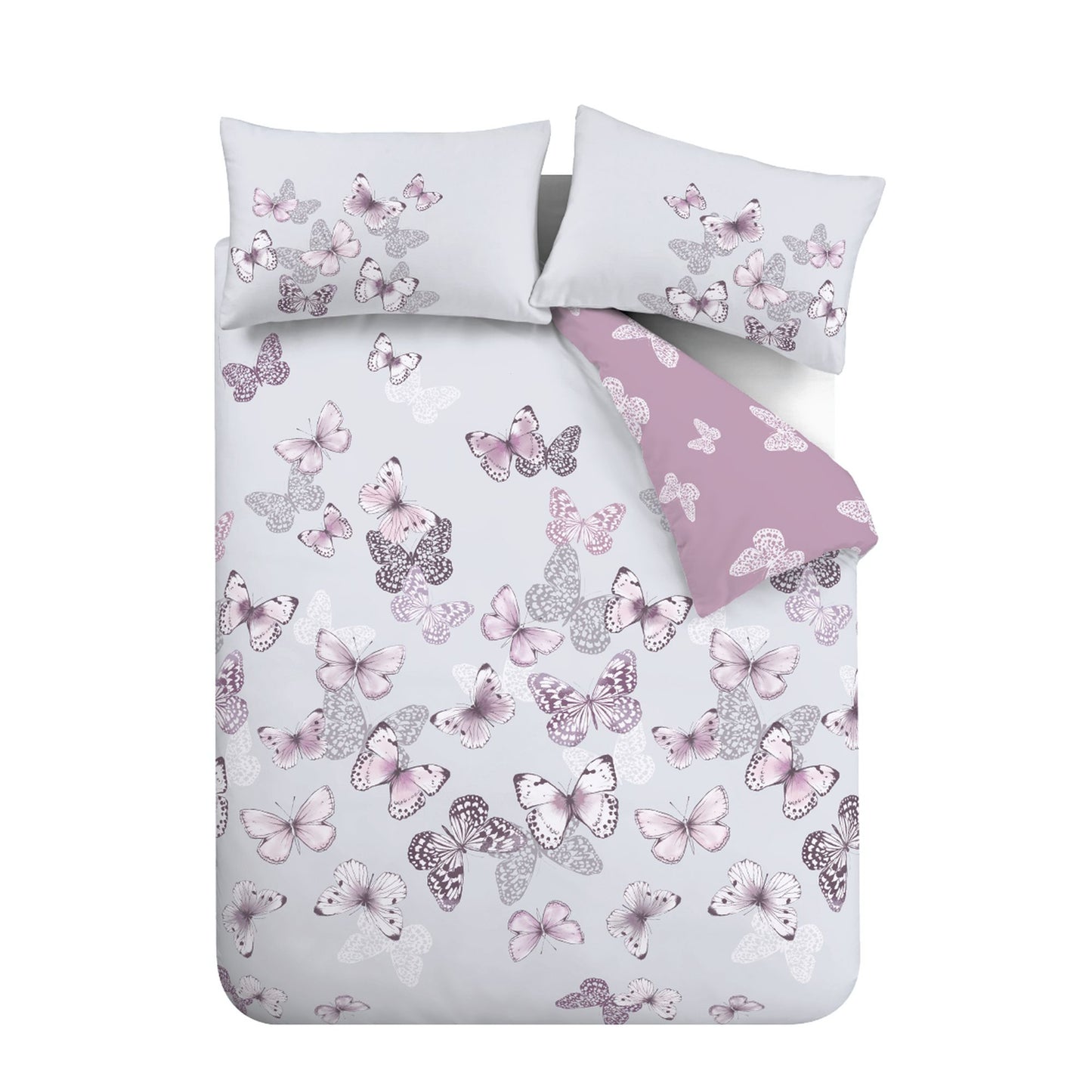 Catherine Lansfield Scatter Butterfly Reversible Duvet Cover Set with Pillowcases