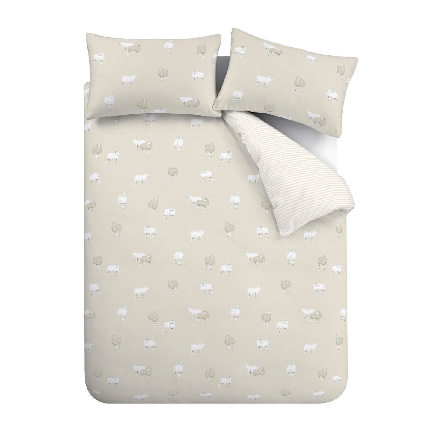 Catherine Lansfield Brushed Cotton Sheep Reversible Duvet Cover Set with Pillowcases