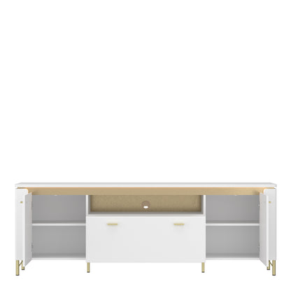 Lazio TV Cabinet 2 Door 1 Drawer in Alpine White/White Gloss