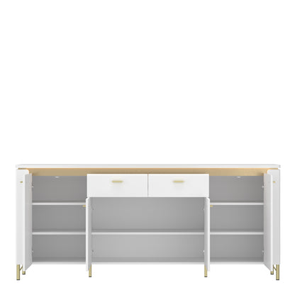 Lazio Sideboard 2 Door 4 Drawer in Alpine White/White Gloss