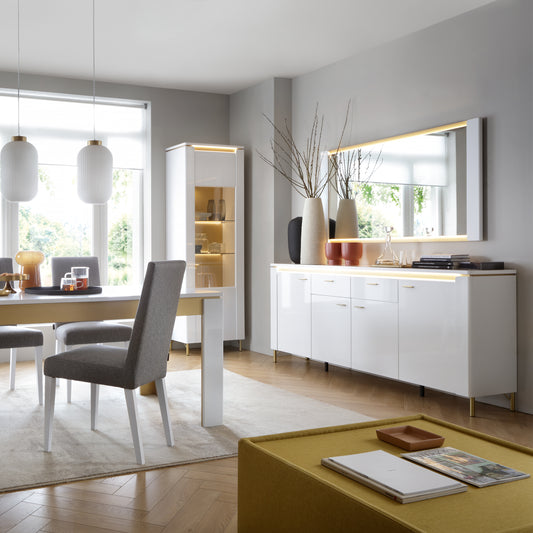 Lazio Sideboard 2 Door 4 Drawer in Alpine White/White Gloss