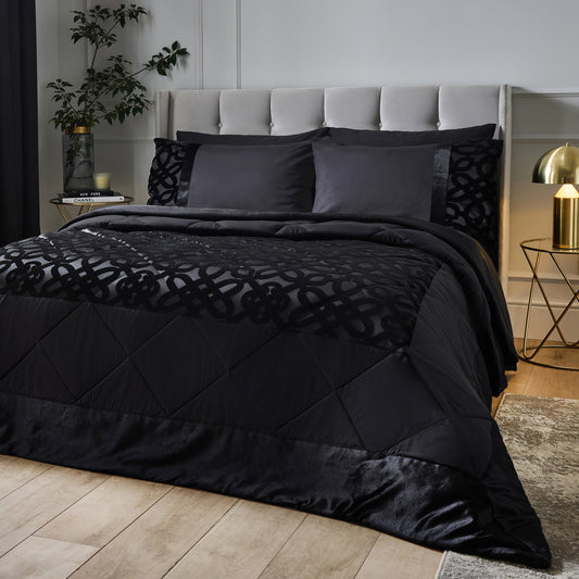 Catherine Lansfield Lattice Cut Velvet Quilted Bedspread