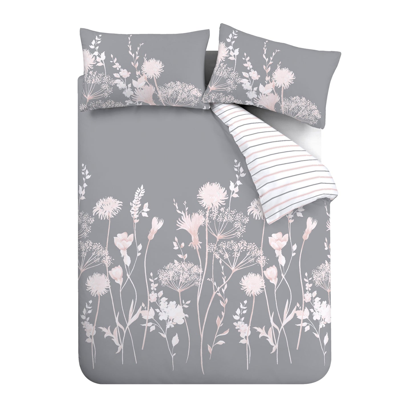 Catherine Lansfield Meadowsweet Floral Reversible Duvet Cover Set with Pillowcases