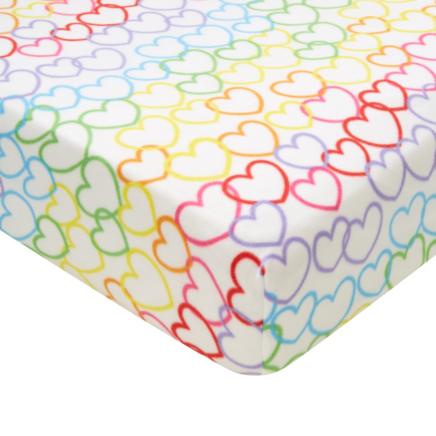 Catherine Lansfield Rainbow Hearts Fleece Fitted Sheet