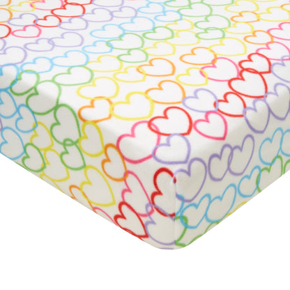 Catherine Lansfield Rainbow Hearts Fleece Fitted Sheet