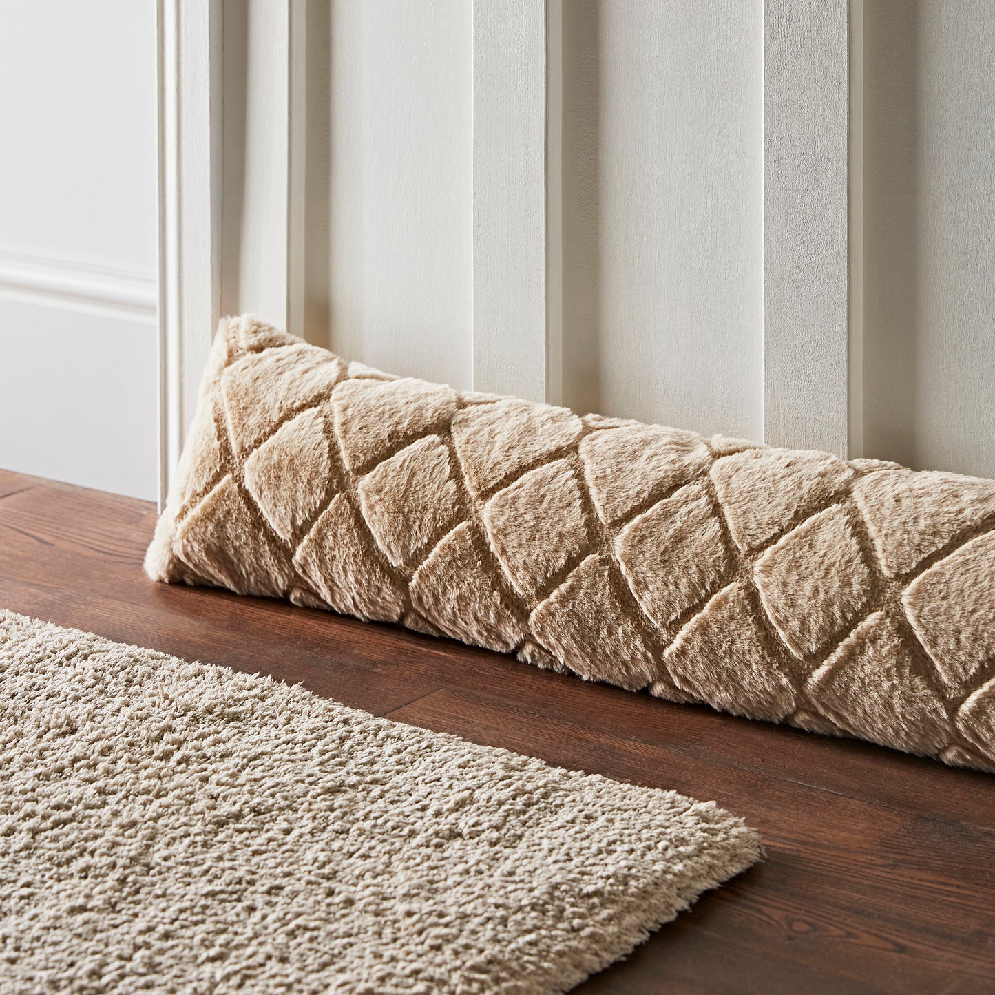 Catherine Lansfield Cosy Diamond Faux Fur Door Draught Excluder